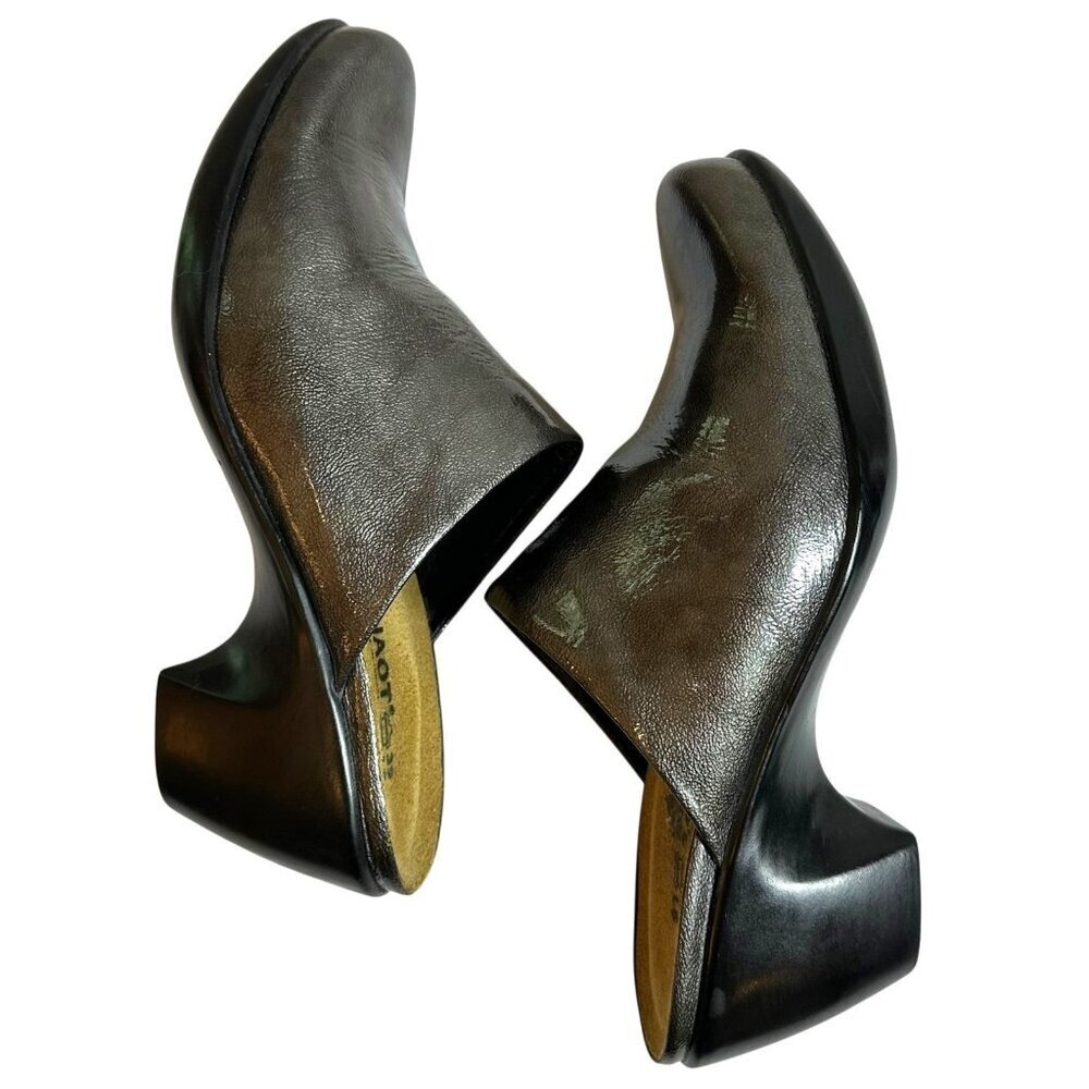 NAOT Pewter Gray Patent Leather Mid Heel Clogs Size 39 - Picture 5 of 9